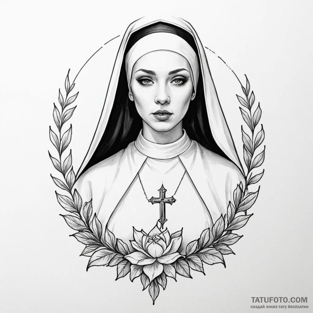 Nun — эскиз тату (№1749822780_0, 13.06.2025 13:53) — Tatufoto.com