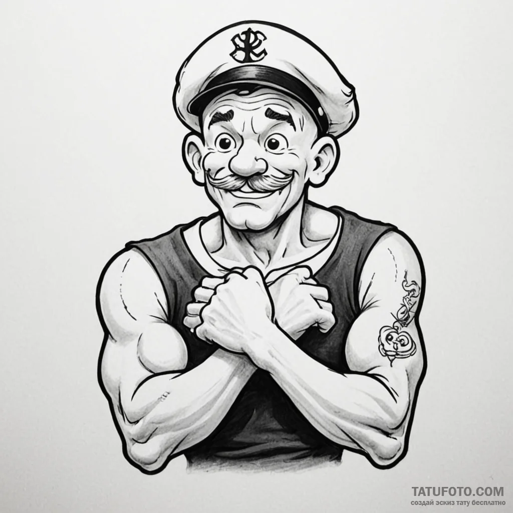 Popeye the sailor - эскиз тату (№1749824084_0, 13.06.2025 14:14) — Tatufoto.com