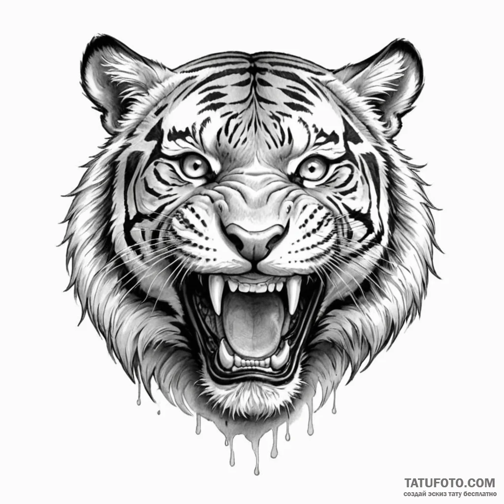Tiger grin - эскиз тату (№1749826624_0, 13.06.2025 14:57) — Tatufoto.com