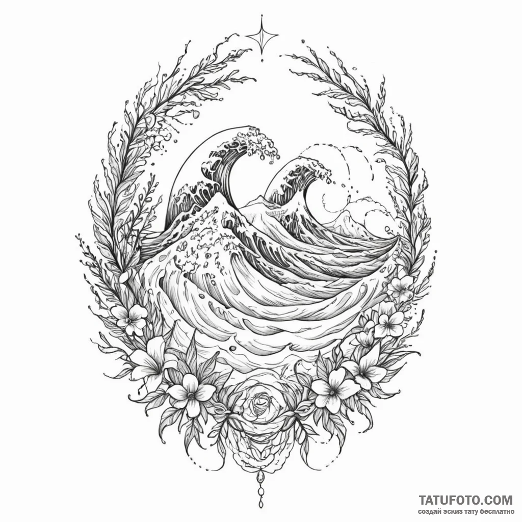 Ocean - эскиз тату (№1749826824_0, 13.06.2025 15:00) — Tatufoto.com