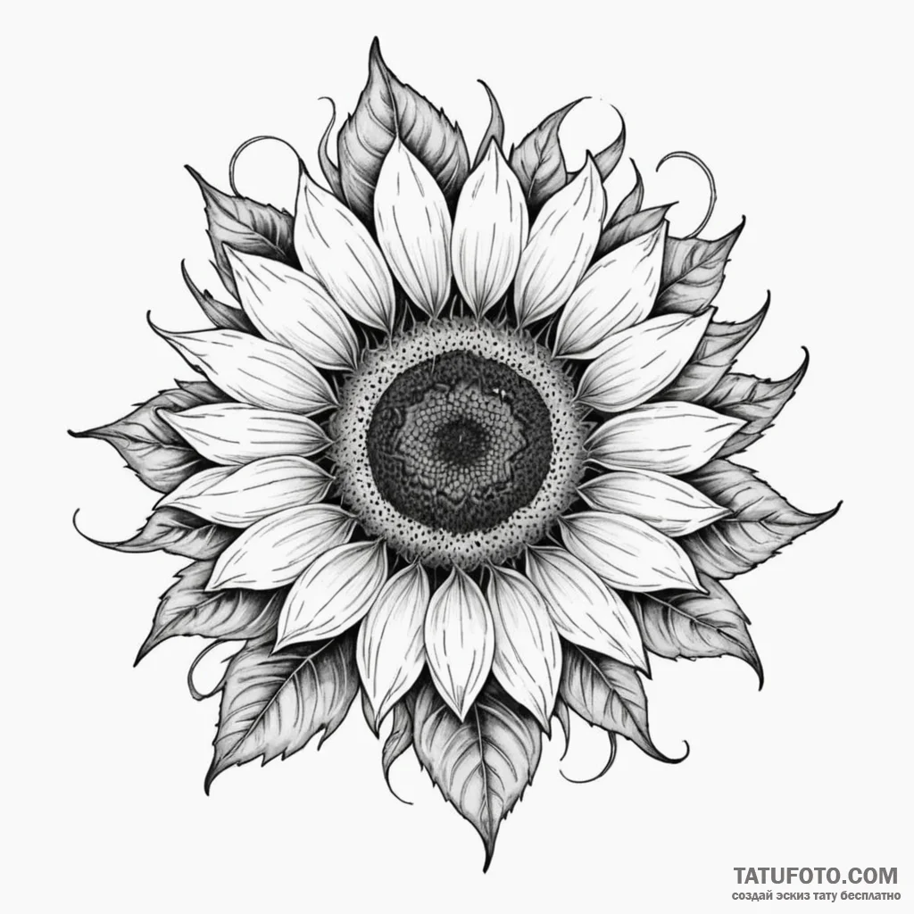 Sunflower - эскиз тату (№1749830607_0, 13.06.2025 16:03) — Tatufoto.com