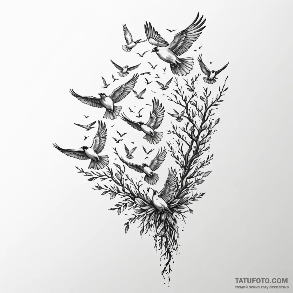 Flock of birds - эскиз тату (№1749836703_0, 13.06.2025 17:45) — Tatufoto.com