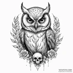 Owl with skull — эскиз тату (№1749837415_0, 13.06.2025 17:56) — Tatufoto.com