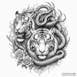 Tiger and dragon — эскиз тату (№1749838336_0, 13.06.2025 18:12) — Tatufoto.com
