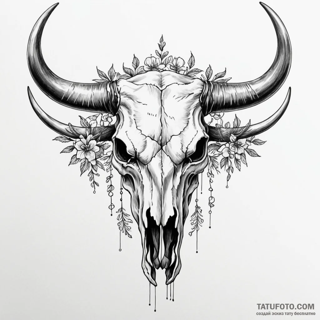 Bull skull - эскиз тату (№1749842132_0, 13.06.2025 19:15) — Tatufoto.com