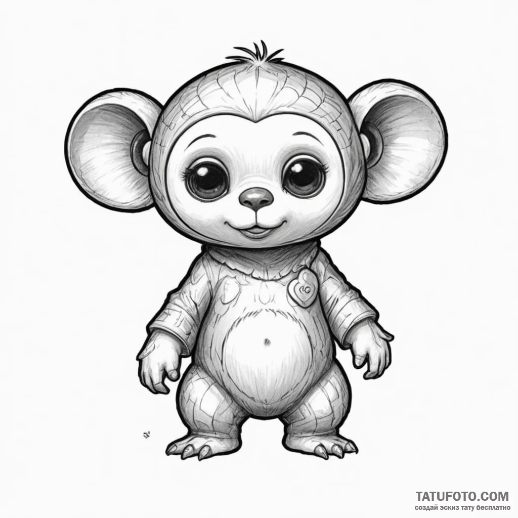 Cheburashka - эскиз тату (№1749842814_0, 13.06.2025 19:26) — Tatufoto.com