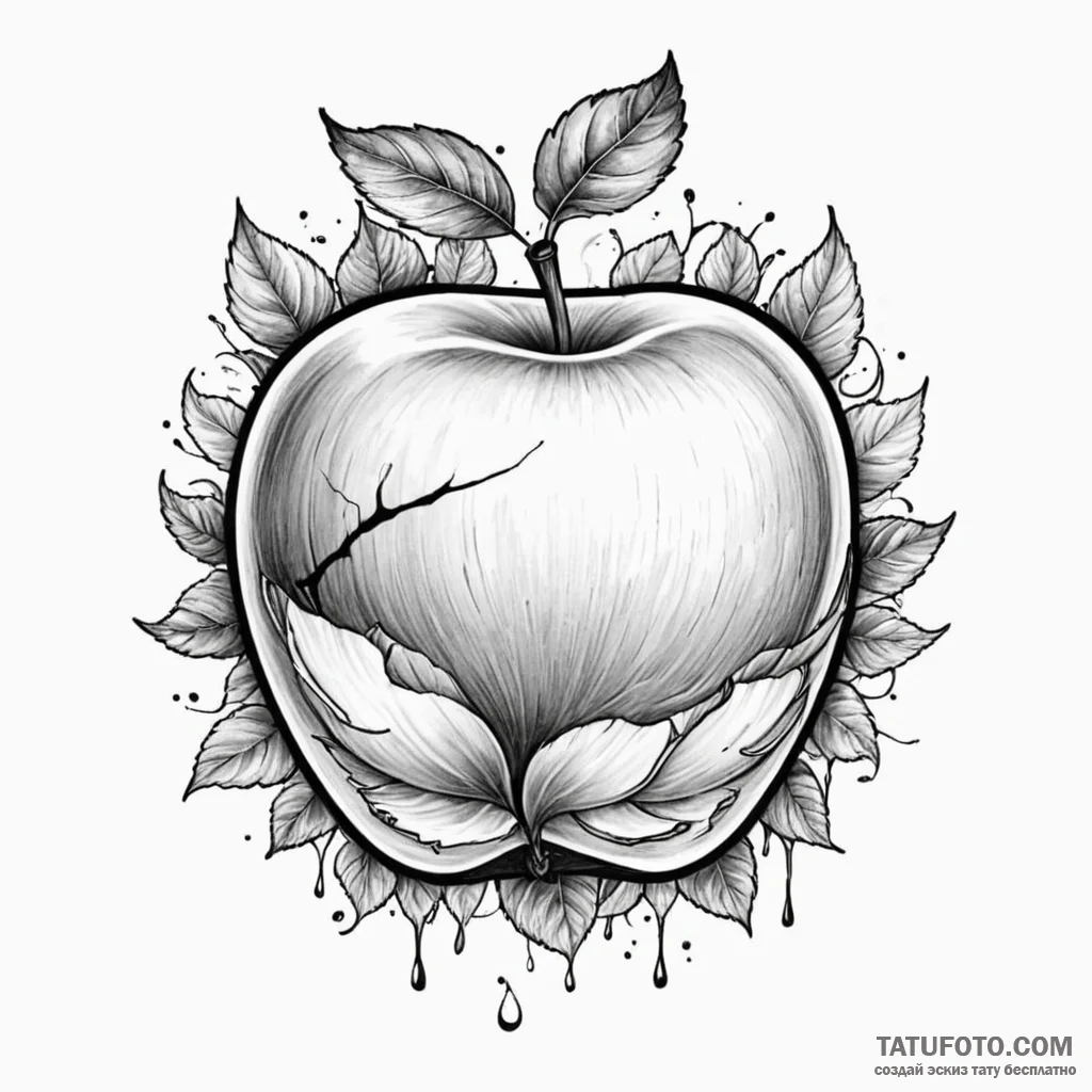 Apple - эскиз тату (№1749844650_0, 13.06.2025 19:57) — Tatufoto.com