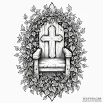 Oak throne buried beneath ivy, artistic tatto… — эскиз тату (№1749844996_0, 13.06.2025 20:03) — Tatufoto.com