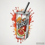 Juice box with a straw, label ‘100% vibes’, t… — эскиз тату (№1749848490_0, 13.06.2025 21:01) — Tatufoto.com
