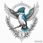Kingfisher bird with runic wings, concept art… — эскиз тату (№1749848555_0, 13.06.2025 21:02) — Tatufoto.com
