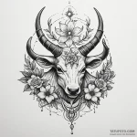 Horned relic beneath celestial bloom, tattoo… — эскиз тату (№1749848624_0, 13.06.2025 21:03) — Tatufoto.com