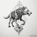 Dire wolf skeleton, frozen in a silent, preda… — эскиз тату (№1749848689_0, 13.06.2025 21:04) — Tatufoto.com