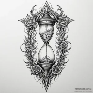 Dagger through skeletal hourglass, tattoo dra... - эскиз тату (№1749849297_0, 13.06.2025 21:14) — Tatufoto.com