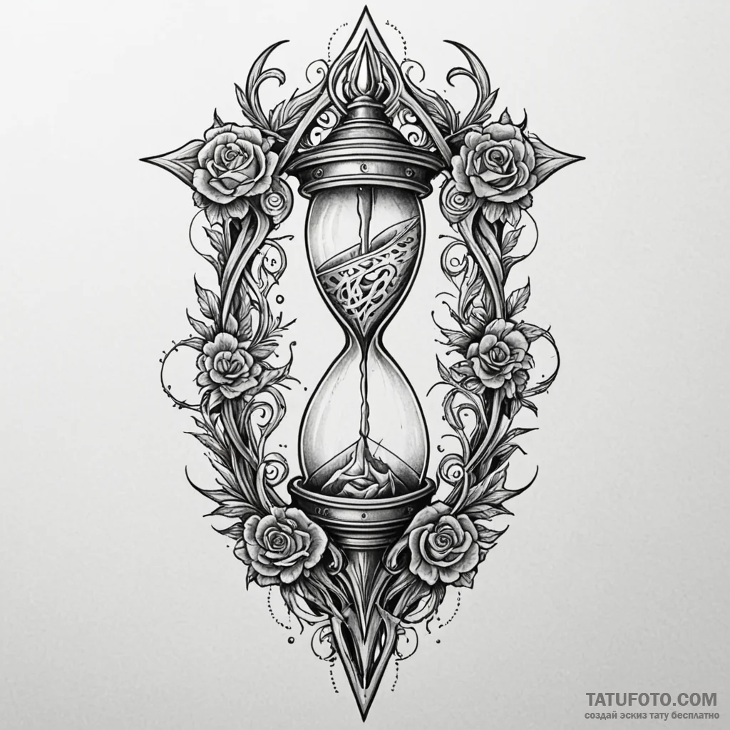 Dagger through skeletal hourglass, tattoo dra... - эскиз тату (№1749849297_0, 13.06.2025 21:14) — Tatufoto.com