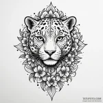 Jaguar relic beneath celestial bloom, tattoo… — эскиз тату (№1749849367_0, 13.06.2025 21:16) — Tatufoto.com