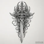 Feathered dagger crowned with bone, concept a… — эскиз тату (№1749849581_0, 13.06.2025 21:19) — Tatufoto.com