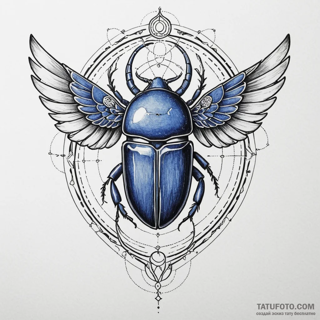 Egyptian scarab beetle with wings of lapis la... - эскиз тату (№1749850160_0, 13.06.2025 21:29) — Tatufoto.com