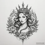 Serpent crown beneath celestial bloom, concep… — эскиз тату (№1749850430_0, 13.06.2025 21:33) — Tatufoto.com
