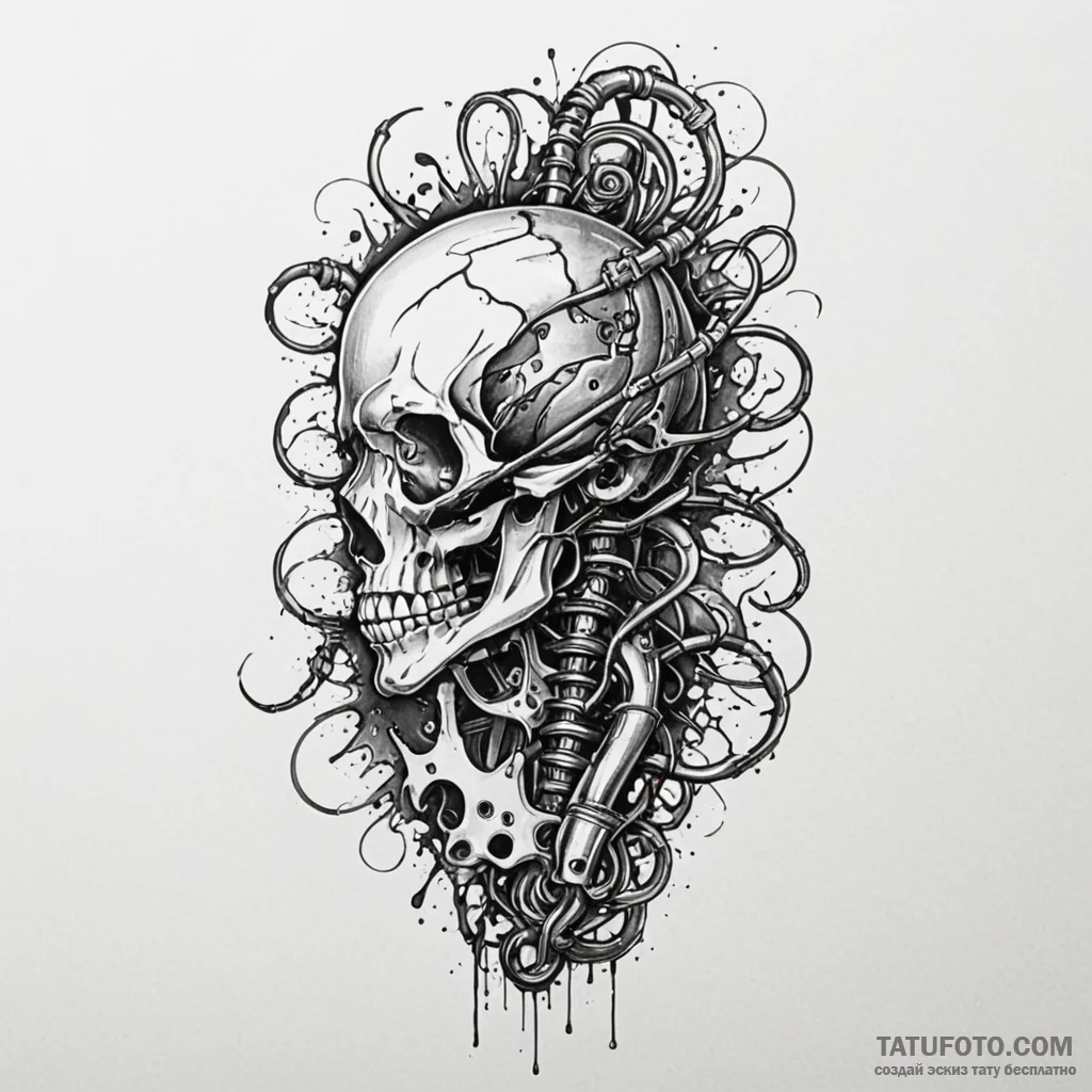 Spinal cord being unplugged from a machine, t... - эскиз тату (№1749850496_0, 13.06.2025 21:34) — Tatufoto.com