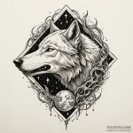 Arcane wolf devouring starry prey, tattoo fla… — эскиз тату (№1749850965_0, 13.06.2025 21:42) — Tatufoto.com