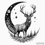 Astral stag standing on moon, ink illustratio… — эскиз тату (№1749851098_0, 13.06.2025 21:44) — Tatufoto.com