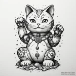 Maneki-neko (lucky cat) with a robotic, wavin… — эскиз тату (№1749851432_0, 13.06.2025 21:50) — Tatufoto.com
