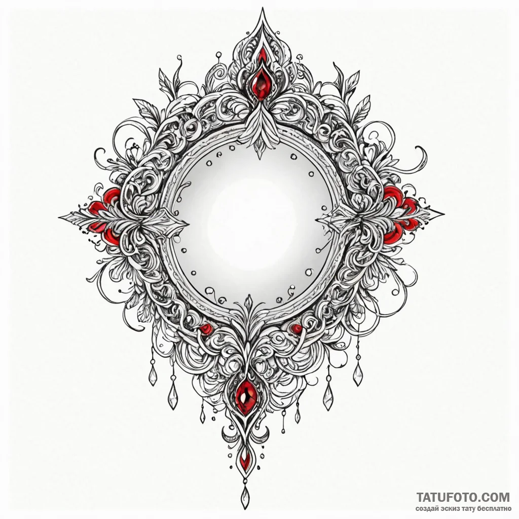 Quartz mirror swallowing light, ink illustrat... - эскиз тату (№1749852242_0, 13.06.2025 22:04) — Tatufoto.com