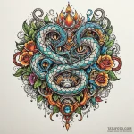 Hidden serpent crowned with bone, tattoo sket… — эскиз тату (№1749852730_0, 13.06.2025 22:12) — Tatufoto.com