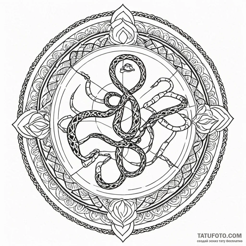 Black serpent entwined with bones, tattoo dra... - эскиз тату (№1749853624_0, 13.06.2025 22:27) — Tatufoto.com