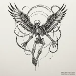Skeleton of a bird in mid-flight, tattoo draw… — эскиз тату (№1749853756_0, 13.06.2025 22:29) — Tatufoto.com
