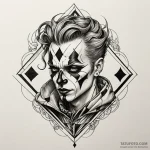 Harlequin, tattoo sketch design, on a clean w… — эскиз тату (№1749854767_0, 13.06.2025 22:46) — Tatufoto.com