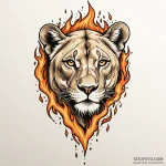 Lioness stalking through flames, artistic tat… — эскиз тату (№1749856458_0, 13.06.2025 23:14) — Tatufoto.com