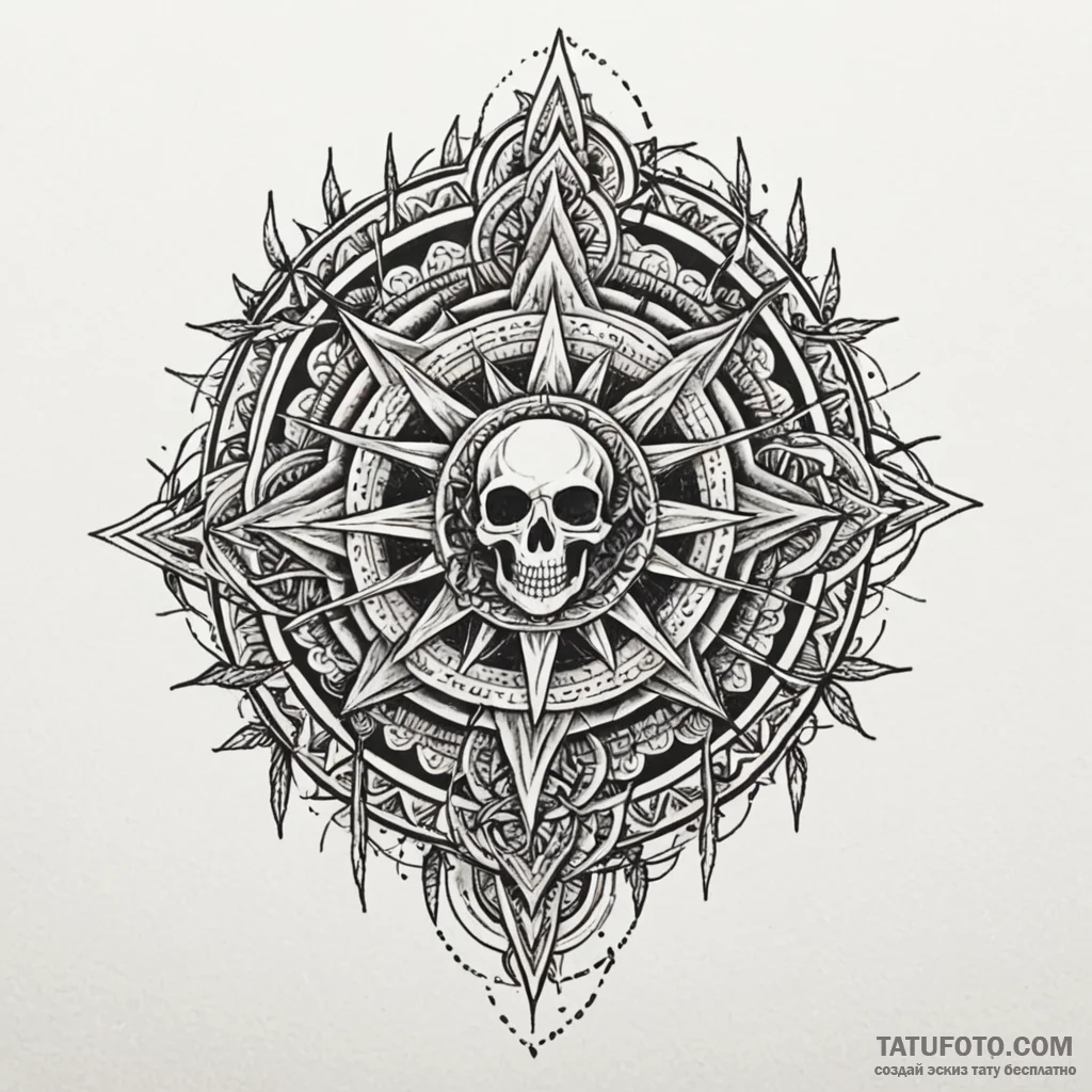 Barbed thorns through skeletal chest, tattoo... - эскиз тату (№1749856592_0, 13.06.2025 23:16) — Tatufoto.com