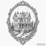 An abandoned dollhouse with intricate details… — эскиз тату (№1749856796_0, 13.06.2025 23:19) — Tatufoto.com