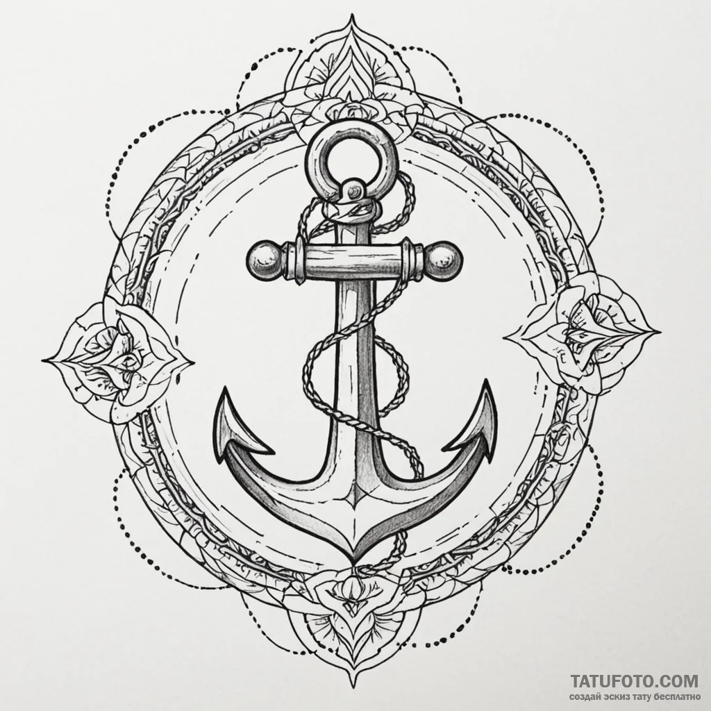 Corroded anchor dragging through sand, tattoo... - эскиз тату (№1749857476_0, 13.06.2025 23:31) — Tatufoto.com
