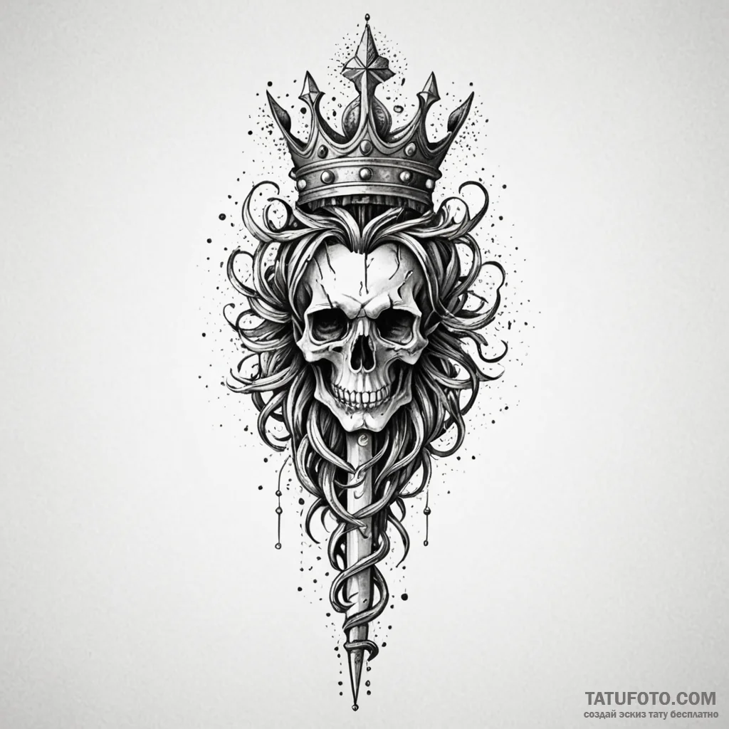 King’s scepter crowned with roots, tattoo ske... - эскиз тату (№1749858144_0, 13.06.2025 23:42) — Tatufoto.com