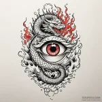 Dragon’s eye reflecting a burning kingdom, in… — эскиз тату (№1749858617_0, 13.06.2025 23:50) — Tatufoto.com