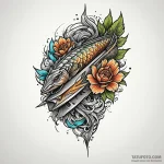 Pike blade through spectral bloom, concept ar… — эскиз тату (№1749859155_0, 13.06.2025 23:59) — Tatufoto.com