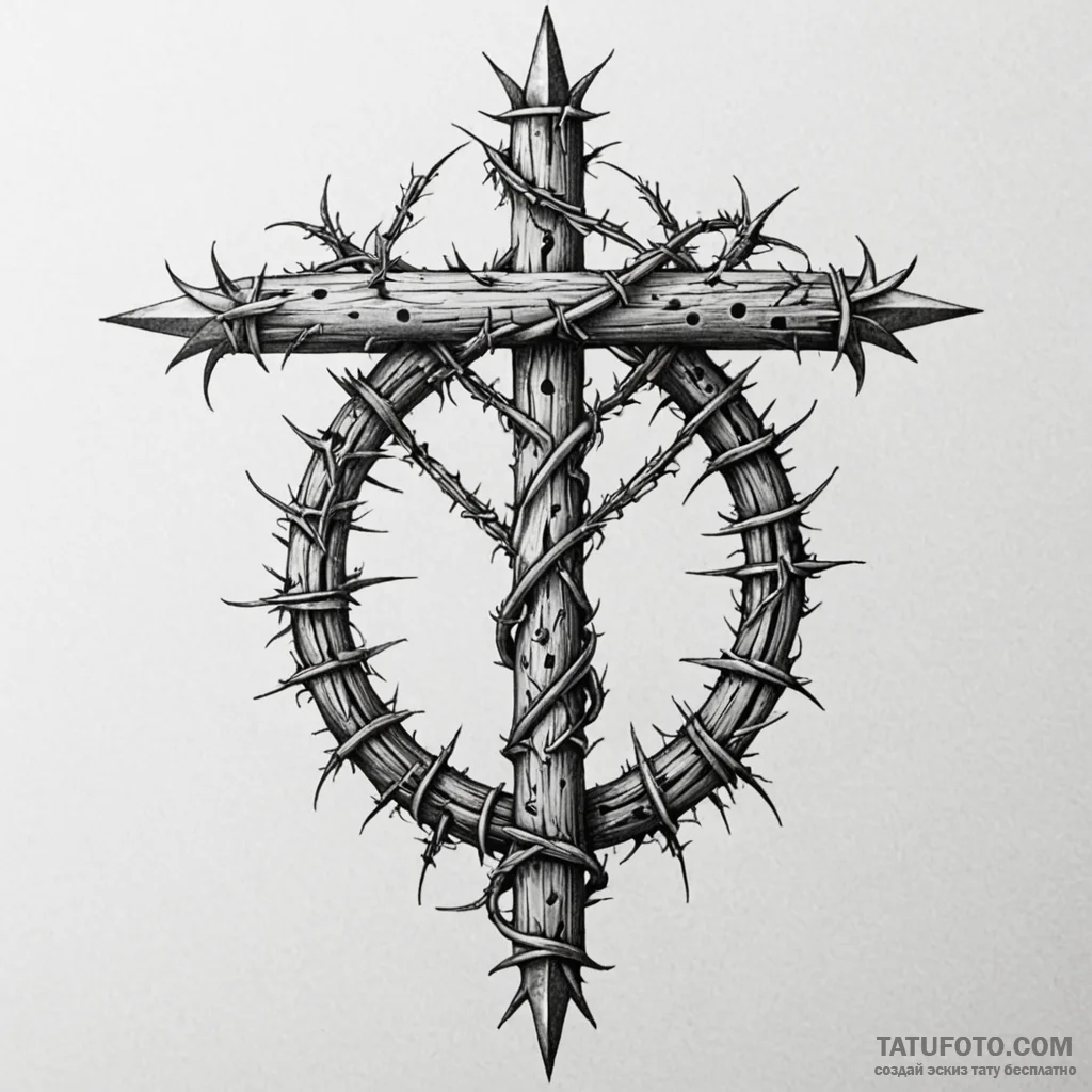 Barbed wire crown of thorns, tattoo drawing o... - эскиз тату (№1749878987_0, 14.06.2025 05:29) — Tatufoto.com