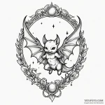 Angel bat hanging in moonlight, tattoo sketch… — эскиз тату (№1749879189_0, 14.06.2025 05:33) — Tatufoto.com