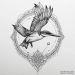 A kingfisher diving for a fish, tattoo flash… — эскиз тату (№1749881596_0, 14.06.2025 06:13) — Tatufoto.com