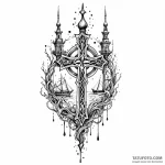 Black sea with bone spires, tattoo drawing ou… — эскиз тату (№1749883564_0, 14.06.2025 06:46) — Tatufoto.com