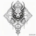 Chain binding skeletal dragon, tattoo flash s… — эскиз тату (№1749884772_0, 14.06.2025 07:06) — Tatufoto.com