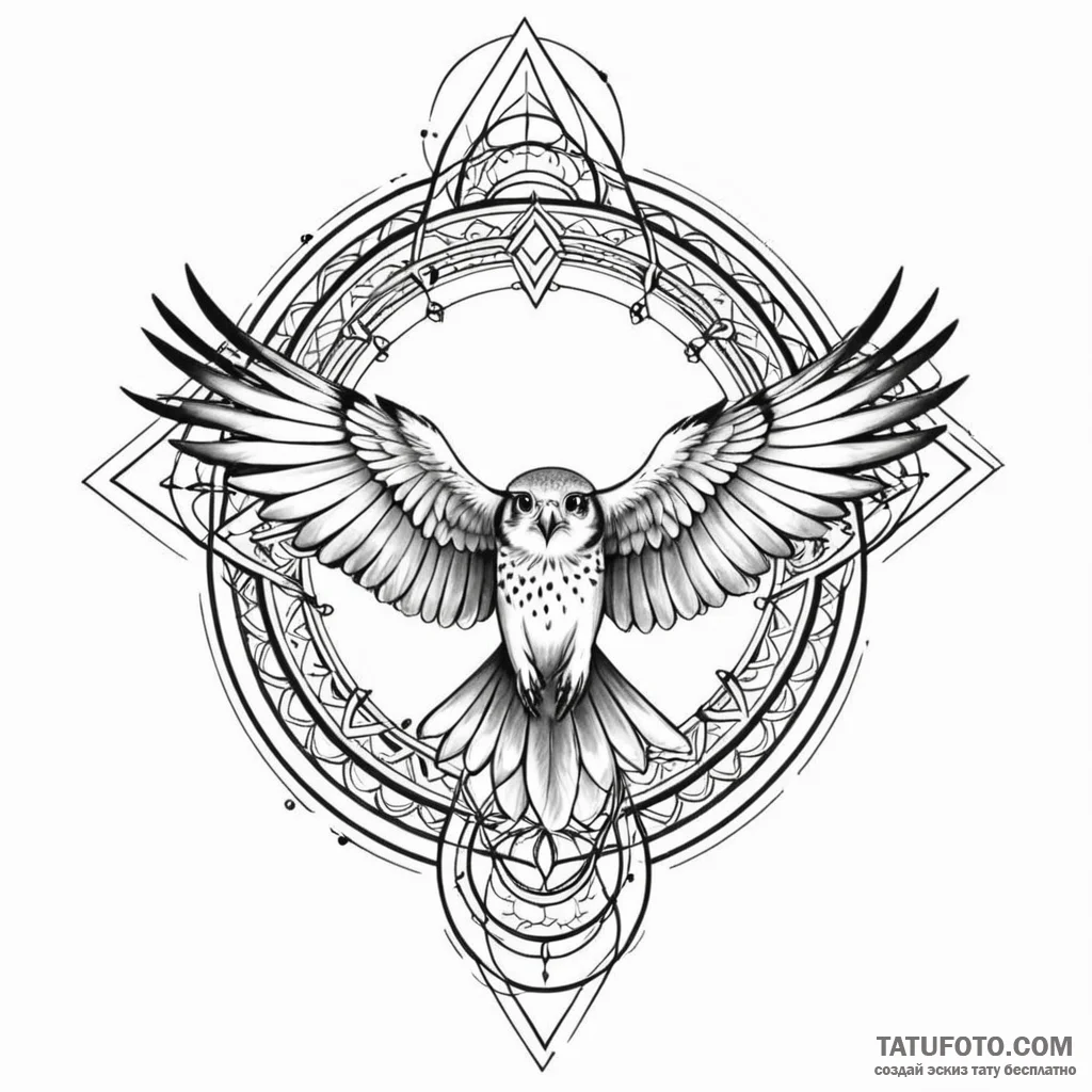 Kestrel, hovering with intense focus, tattoo... - эскиз тату (№1749886240_0, 14.06.2025 07:30) — Tatufoto.com
