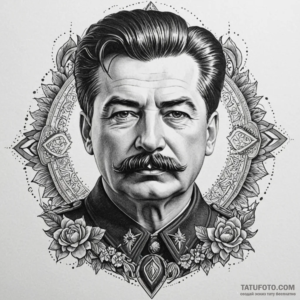 Stalin, tattoo line art, dotwork shading, sti... - эскиз тату (№1749887224_0, 14.06.2025 07:47) — Tatufoto.com