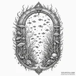 An underwater aquarium tunnel, surrounded by… — эскиз тату (№1749889796_0, 14.06.2025 08:29) — Tatufoto.com