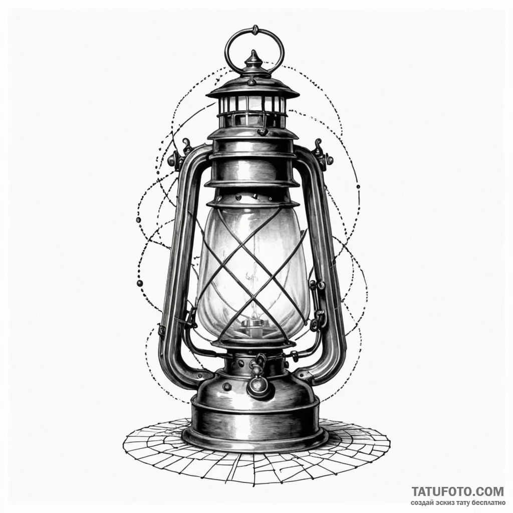 An antique lantern casting long shadows, arti... - эскиз тату (№1749889932_0, 14.06.2025 08:32) — Tatufoto.com