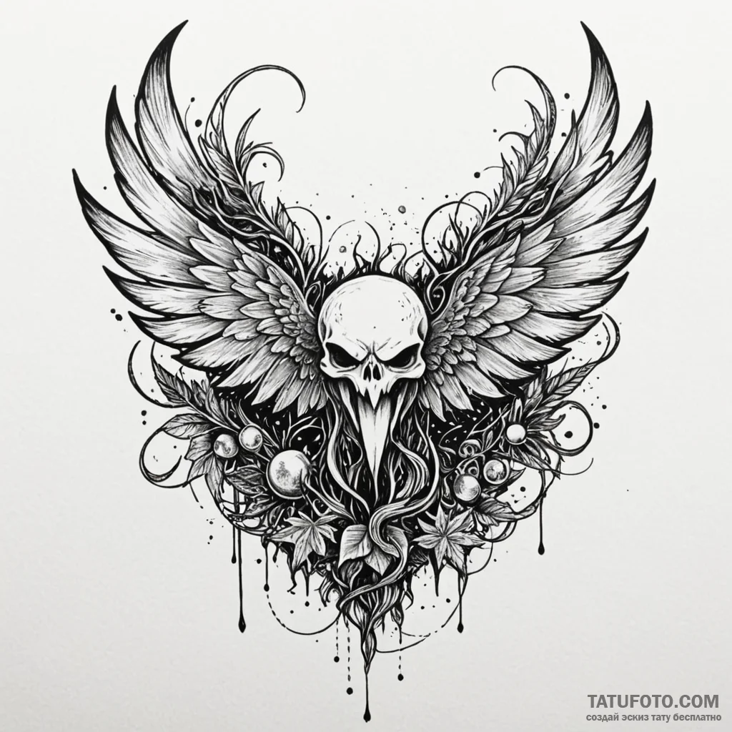 Jungle wings devouring starlight, tattoo flas... - эскиз тату (№1749890604_0, 14.06.2025 08:43) — Tatufoto.com