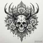 Molten crown pierced by antlers, tattoo line… — эскиз тату (№1749890742_0, 14.06.2025 08:45) — Tatufoto.com