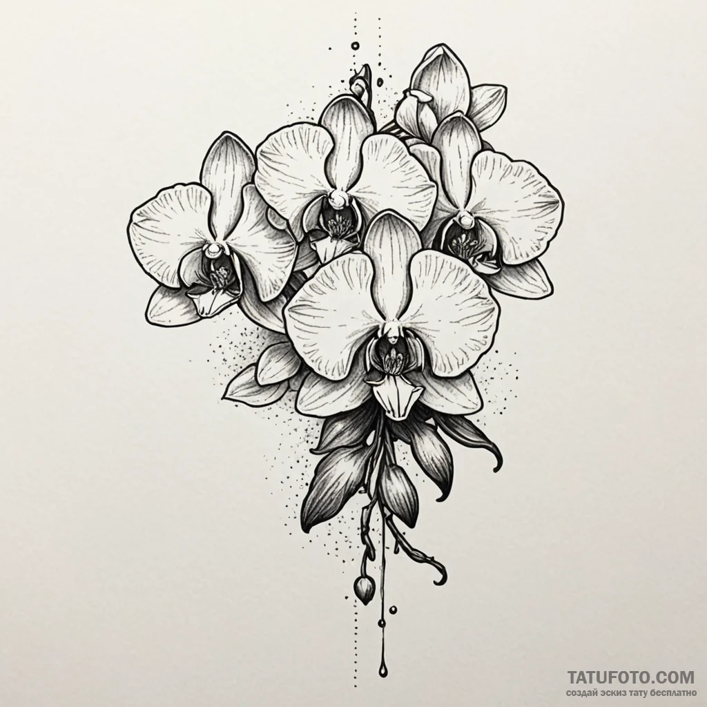 Orchid, rare and beautiful, symbolizing refin... - эскиз тату (№1749891084_0, 14.06.2025 08:51) — Tatufoto.com